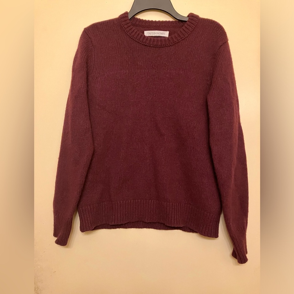 Outerknown Burgundy Knit Sweater M Harbor Crew Merino Wool organic Cotton Blend